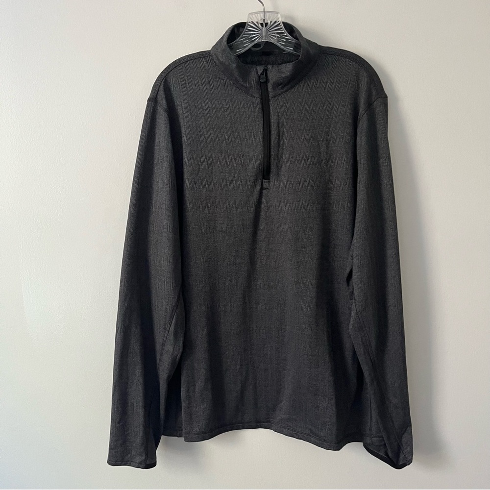 Greyson Tate 1/4 Zip Pullover Sweater Herringbone Gray XL Golf Preppy